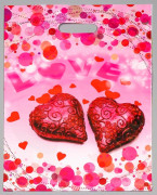 Пакет полиэтиленовый с вырубной ручкой "Розовые сердца", 31 х 40 см