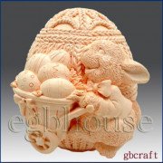 3D форма силиконовая "Вязаное яйцо с кроликом" (предварительный заказ)